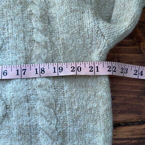 Olivaceous Tan Cable Knit Pom Pom Sweater Size Small - Picture 9 of 10